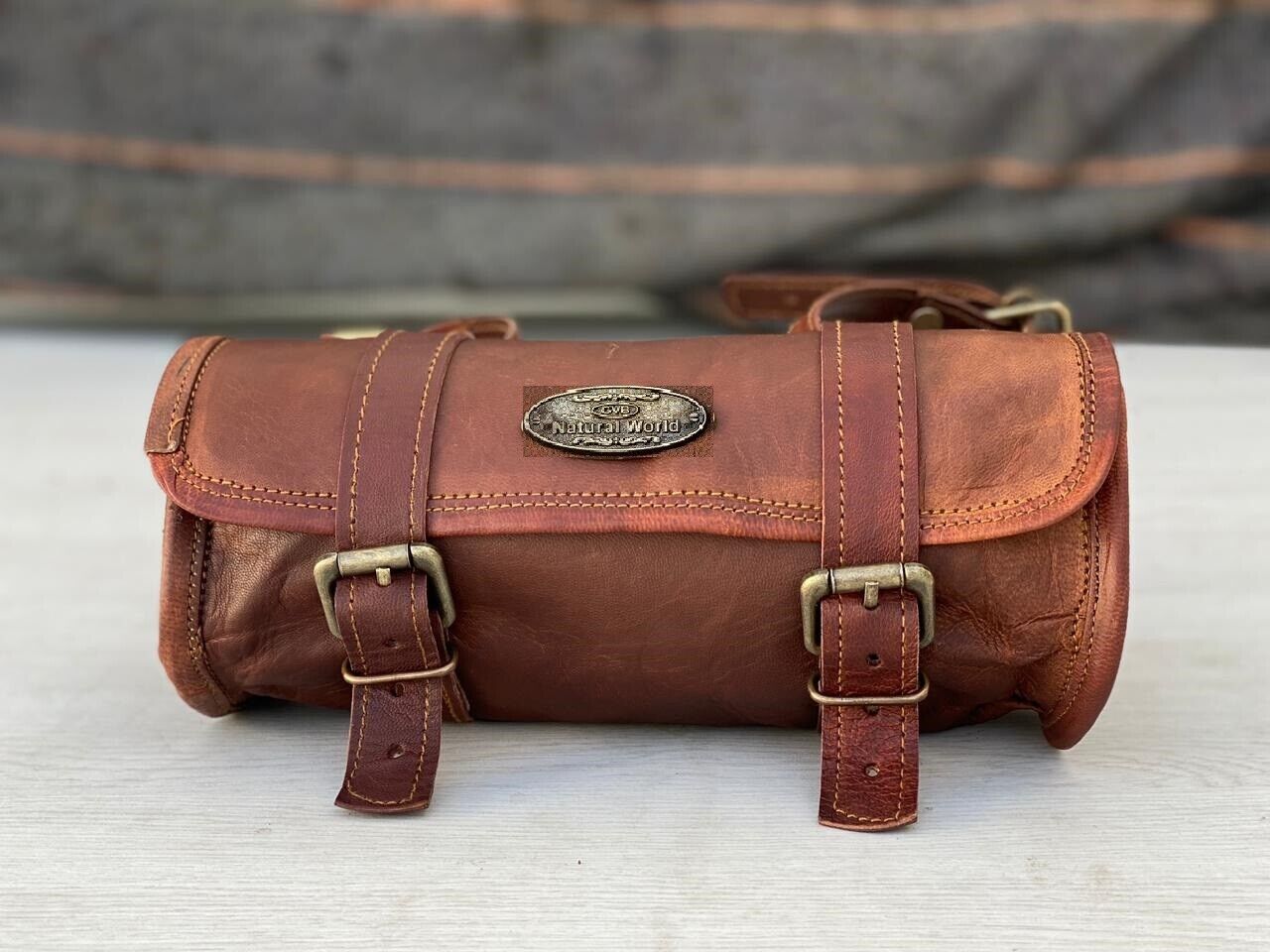 Leather Motorcycle Bags 3 Pouch Side Three Panniers ( 2 Saddel Bag+1 Tool Bag) 24Hr Smart